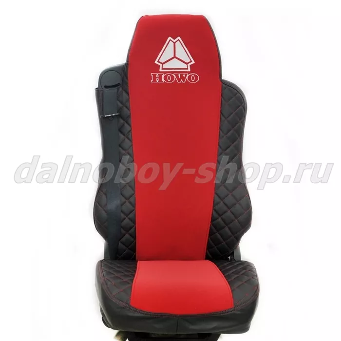 Чехол - сиденье иск.кожа+велюр PREMIUM HOWO (T5G) / черно-красный