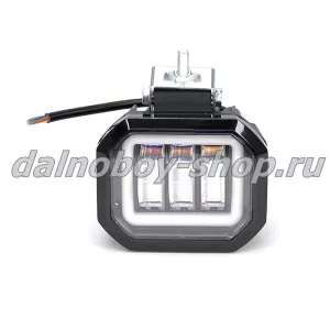 Фара п/т  универ. 30W квадратная линза  3SMD с неон. подсветкой / (Д95-В78-Ш56) /12-24v/ 