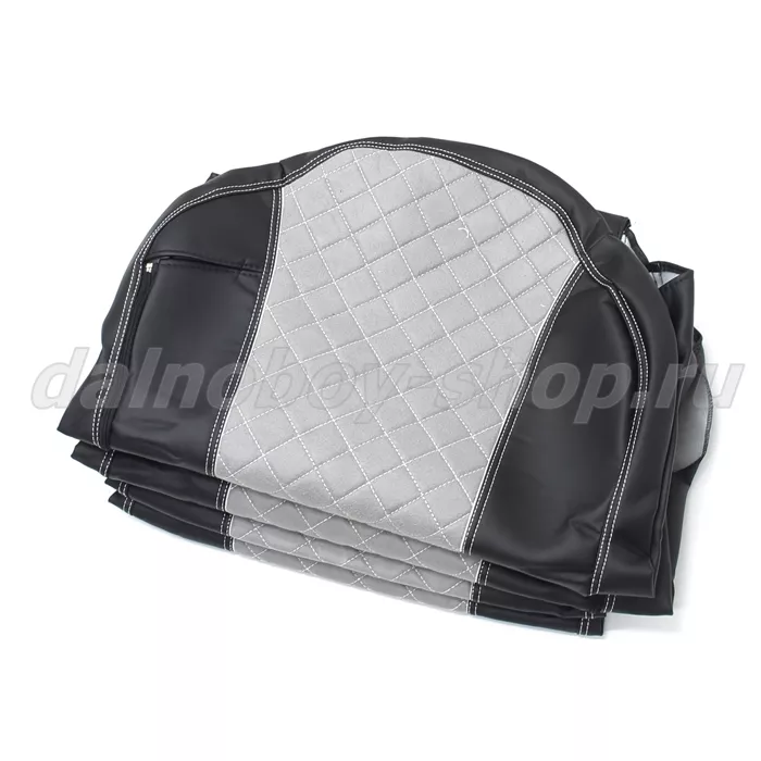 Чехол - сиденье иск.кожа+велюр PREMIUM KMZ K5 (2023 г - ) / БЕЗ ЛОГОТИПА / черно-серый