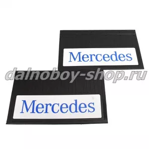 Брызговики задние резина (светоотражающие) 600*400 MERCEDES (белый+синяя надпись)
