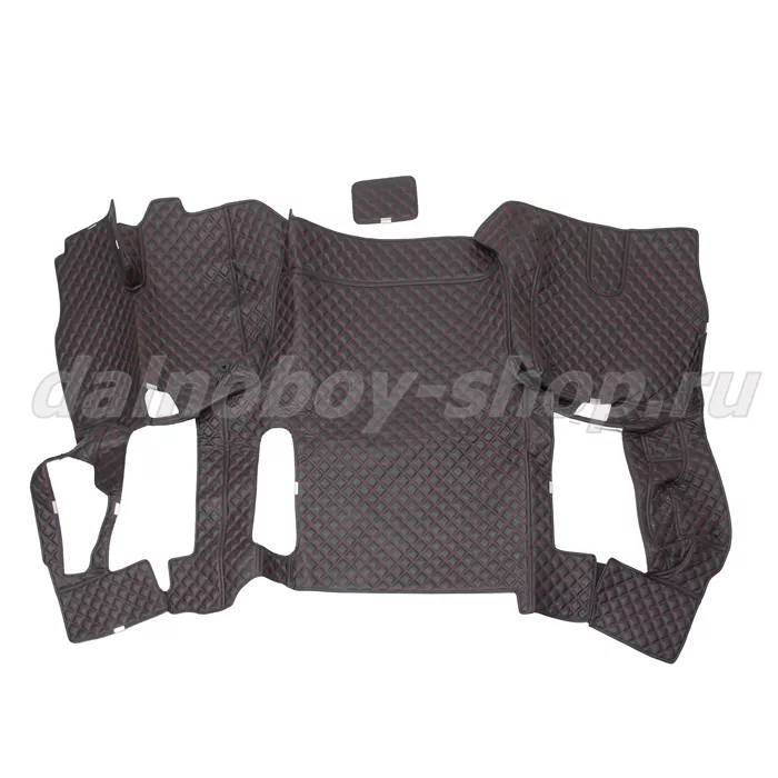 Коврик кож.зам. 3D под ноги Man TGX (2016-2021) авт без ящ с хол 2х нитка черная кожа/нить красн