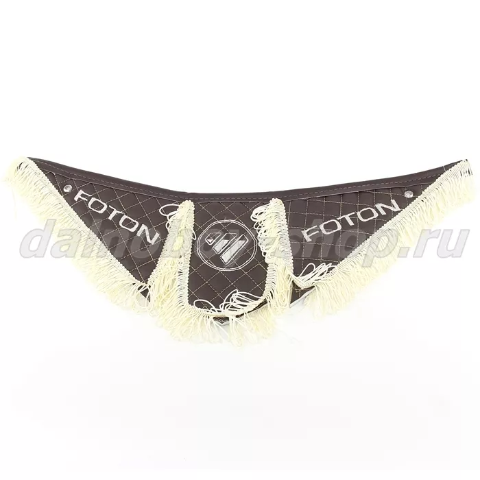 Вымпел из 3-х частей Иск кожа стеганный FOTON коричневый + бежевая бахрома