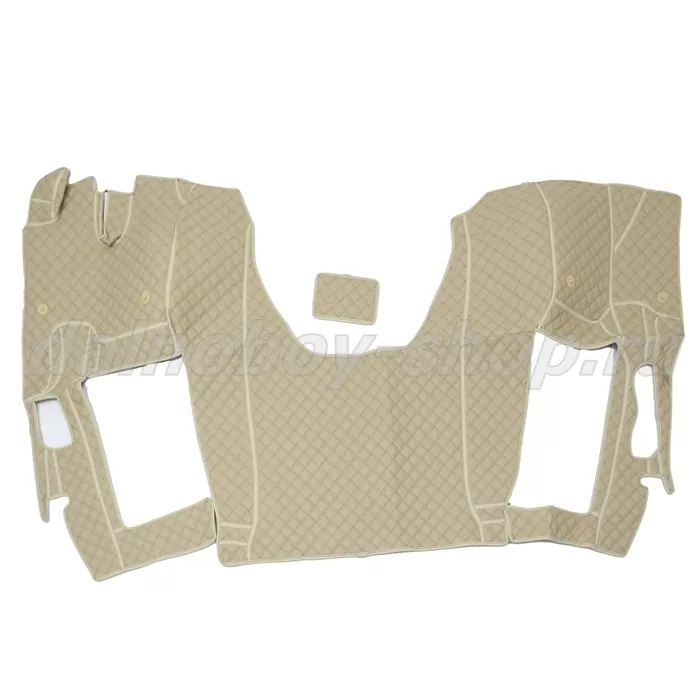 Коврик кож.зам. 3D под ноги KMZ Neo 5490 автомат 2х нитка бежевая кожа/нить черная