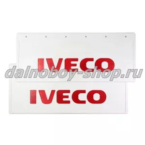Брызговики задние резина (тисненные) БЕЛЫЕ 660*270 IVECO красная надпись