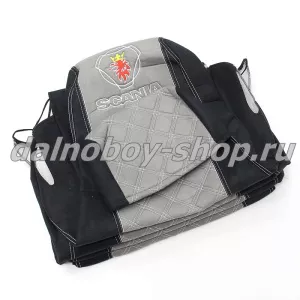 Чехол - сиденье аликанте SCANIA 5серия (1 ремень)(1 выс.1 низ) 2004-2014 черно-серый