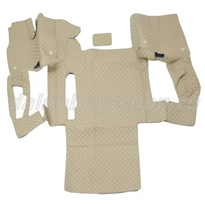 Коврик кож.зам. 3D под ноги Man TGX (2016-2021) авт с ящ без хол 2х нитка беж кожа/нить черная