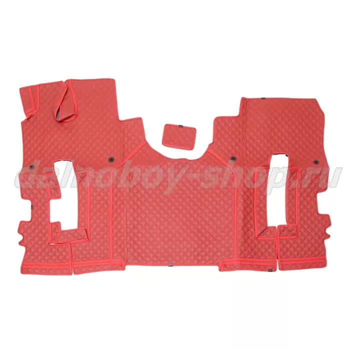 Коврик кож.зам. 3D под ноги KMZ К5 2х нитка красная кожа/нить красная