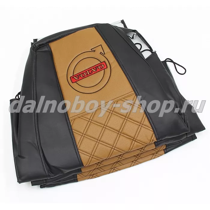 Чехол - сиденье / иск.кожа /PREMIUM / VOLVO FH/FM/FL 12 (2002-2013) черн+фокс