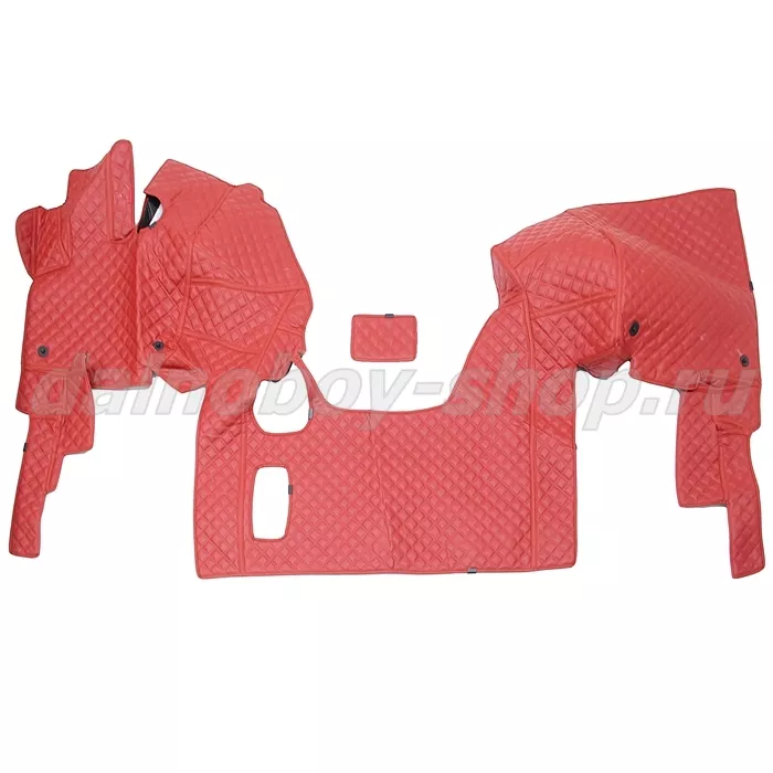 Коврик кож.зам. 3D под ноги DAF XF-95 механика /красный+красная нить