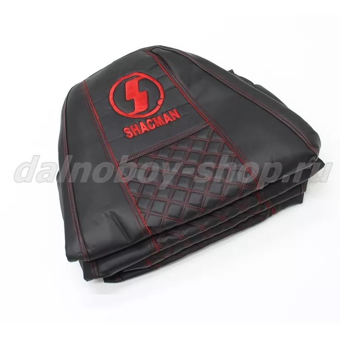 Чехол - сиденье / иск.кожа /PREMIUM / SHACMAN FX3000 (SH03) / чёрн+крас нити