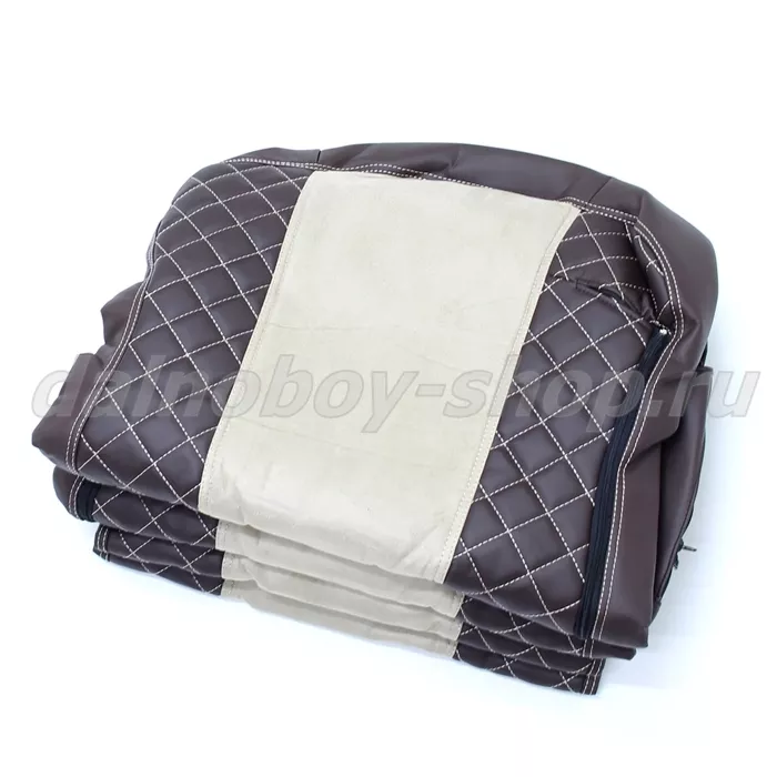 Чехол - сиденье иск.кожа+велюр PREMIUM KMZ K5 / БЕЗ ЛОГОТИПА / коричнево-беж