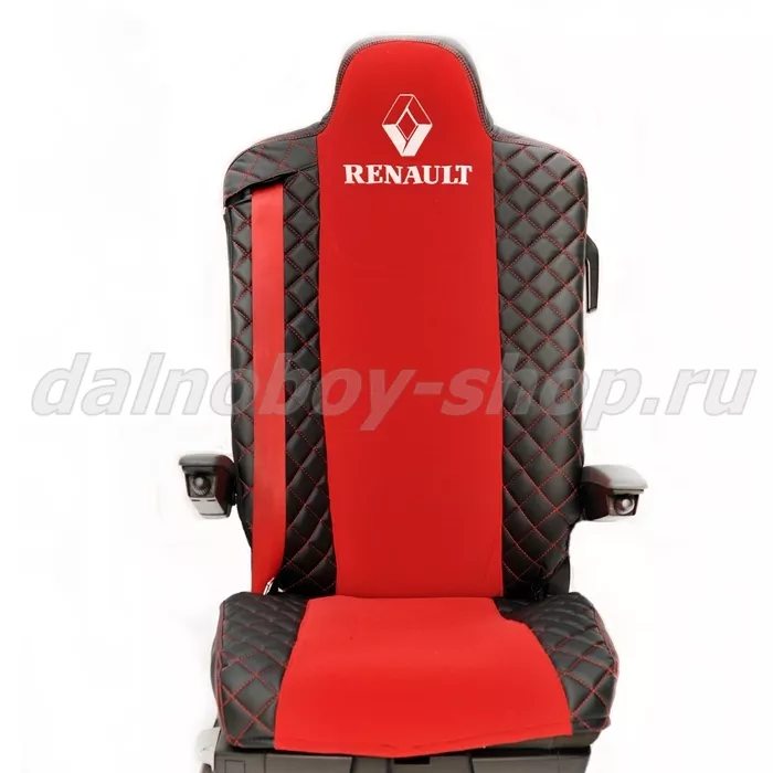 Чехол - сиденье иск.кожа+велюр PREMIUM RENAULT SERIA T/K/С от 2013г 2 выс. сид. черно-красный