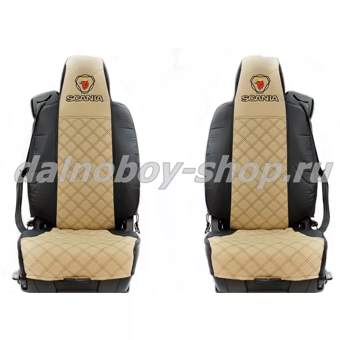 Чехол - сиденье / иск.кожа /PREMIUM / SCANIA 6 серия G, R от 2014г.(2выс.сид) черн+беж