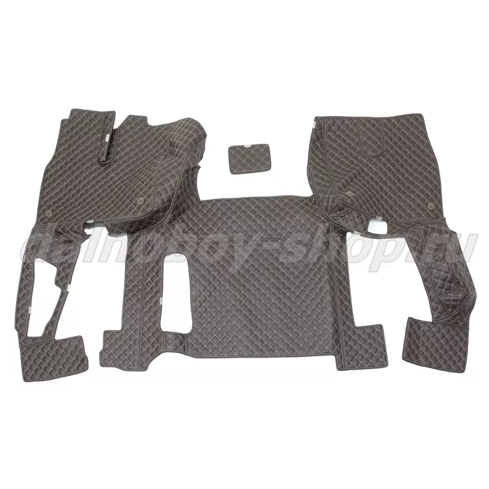 Коврик кож.зам. 3D под ноги Man TGX (2016-2021) авт с ящ с хол 2х нитка шоколад кожа/нить беж