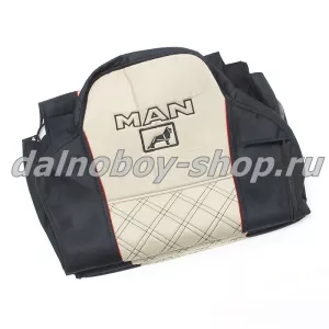 Чехол - сиденье аликанте MAN TG-A/X/S/M/L  до 2017 (2 ремня)(2 выс.сид.) черно-бежевый 