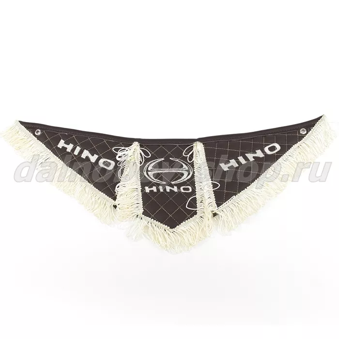 Вымпел из 3-х частей Иск кожа стеганный HINO коричневый + бежевая бахрома