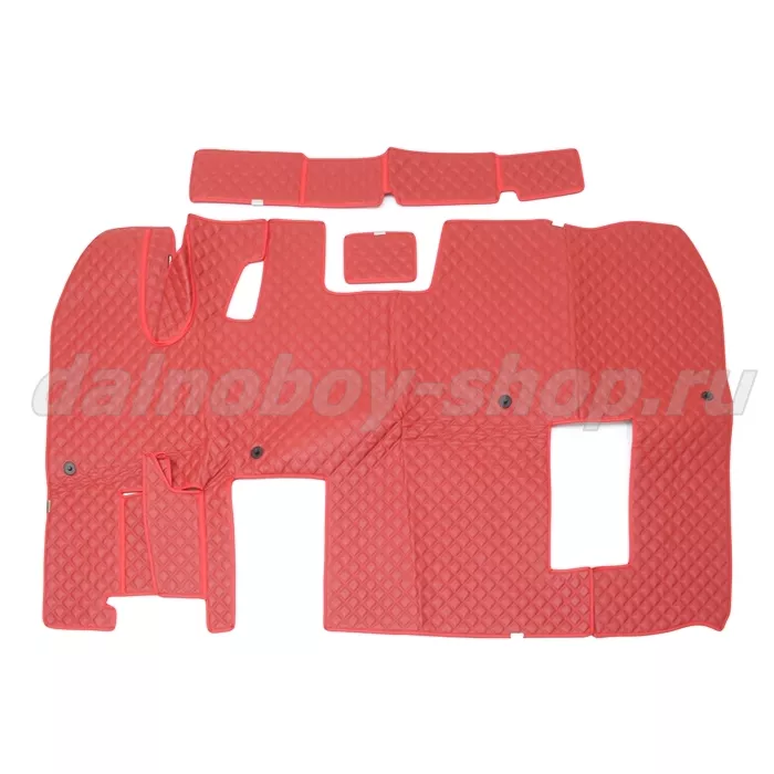 Коврик кож.зам. 3D под ноги RENAULT MAGNUM авт/мех 2х нитка красная кожа/нить красная