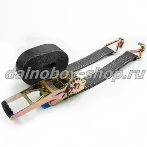 Ремень крепления груза (75 мм.) 10 -20 т. 10 м.черная , механизм с двойной зубчатой передачей