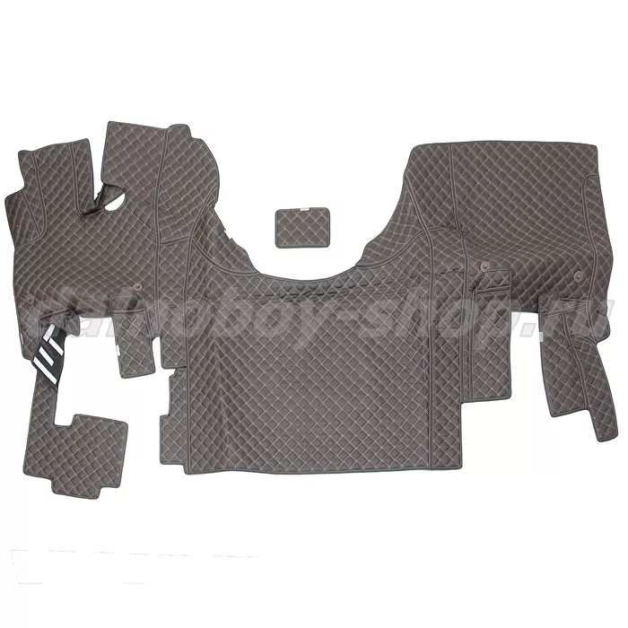 Коврик кож.зам. 3D под ноги DAF XF-105 автомат /коричневый+бежевая нить