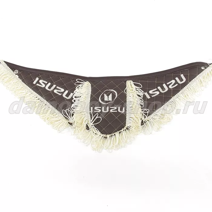 Вымпел из 3-х частей Иск кожа стеганный ISUZU коричневый + бежевая бахрома
