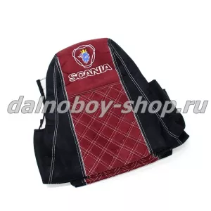 Чехол - сиденье аликанте SCANIA (2004-2014) 5 серия (2 ремня)(2 выс.сид.) черно-красный