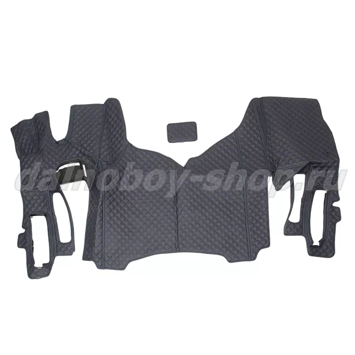 Коврик кож.зам. 3D под ноги RENAULT T вод+пас 2х нитка черная кожа/нить синяя