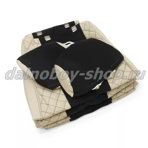 Чехол - сиденье иск.кожа+велюр PREMIUM SHACMAN от 2021г. ГРАМЕР с ремнями  (SH02) / беж-черный