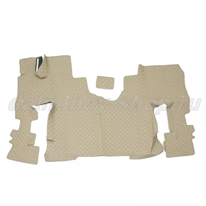 Коврик кож.зам. 3D под ноги KMZ К5 2х нитка бежевая кожа/нить черная