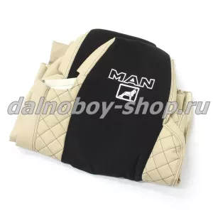 Чехол - сиденье иск.кожа+велюр PREMIUM MAN TG-A/X/S/M/L  с 2017 (2ремня)(2 выс.сид.) бежево-черный