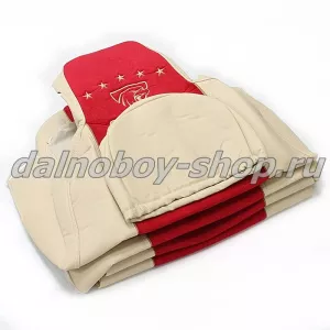 Чехол - сиденье Польша велюр - иск. кожа SCANIA 6 серия P/G/R от 2014г (1выс.1низ) красн-беж с микро