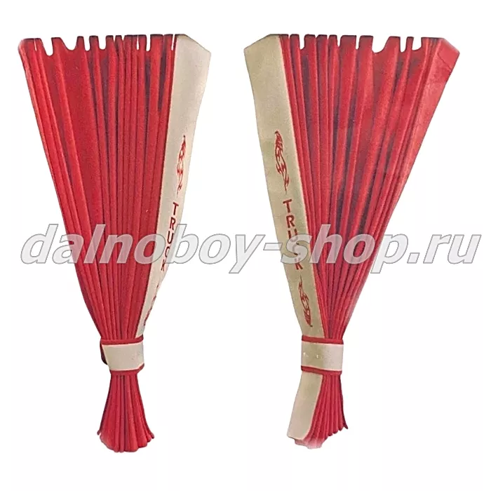 Шторы лобовые "Евро-Гармошка" 2.2*0.85 красный велюр+бежевая кожа