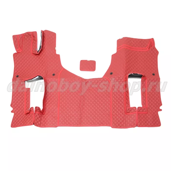 Коврик кож.зам. 3D под ноги MERCEDES ACTROS Китайская сборка 2х нитка красная кожа/нить красная