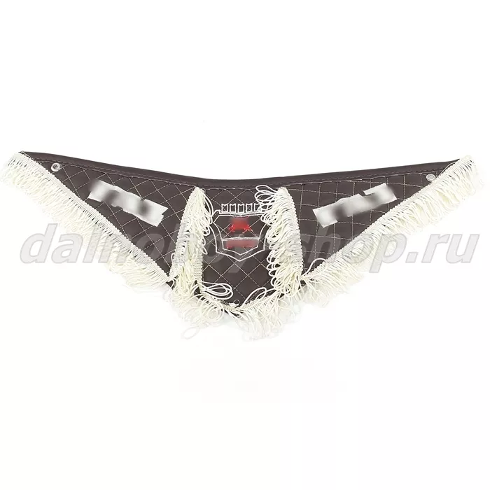 Вымпел из 3-х частей Иск кожа стеганный GZLL коричневый + бежевая бахрома