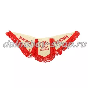 Вымпел из 3-х частей Иск кожа стеганный SHACMAN бежевый + красная бахрома