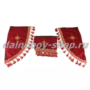 Ламбрекен лоб.+ шторка боковая велюр 2.2м УНИВЕРСАЛ РОЗА ВЕТРОВ красный