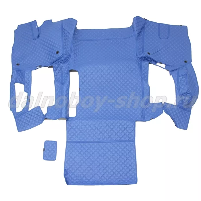 Коврик кож.зам. 3D под ноги Man TGX (2016-2021) авт без ящ без хол 2х нитка синяя кожа/нить синяя