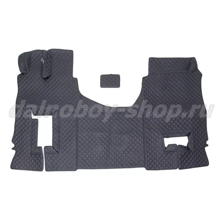 Коврик кож.зам. 3D под ноги MERCEDES ACTROS MP4/5 2х нитка черная кожа/нить синяя