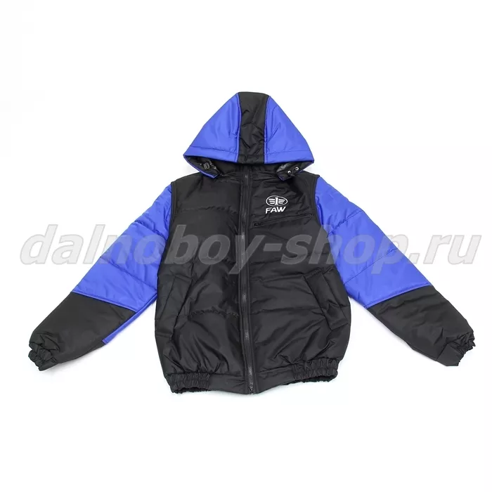 Куртка мужская утепленная с капюшон. (комбинир.) / FAW / 64-66 /  сине-черная