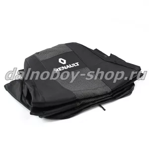 Чехол - сиденье иск.кожа+жаккард RENAULT PREMIUM 2002-2007 (2 ремня)(2 выс.сид.) серый