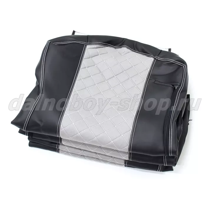 Чехол - сиденье иск.кожа+велюр PREMIUM KMZ K5 / БЕЗ ЛОГОТИПА / черно-серый