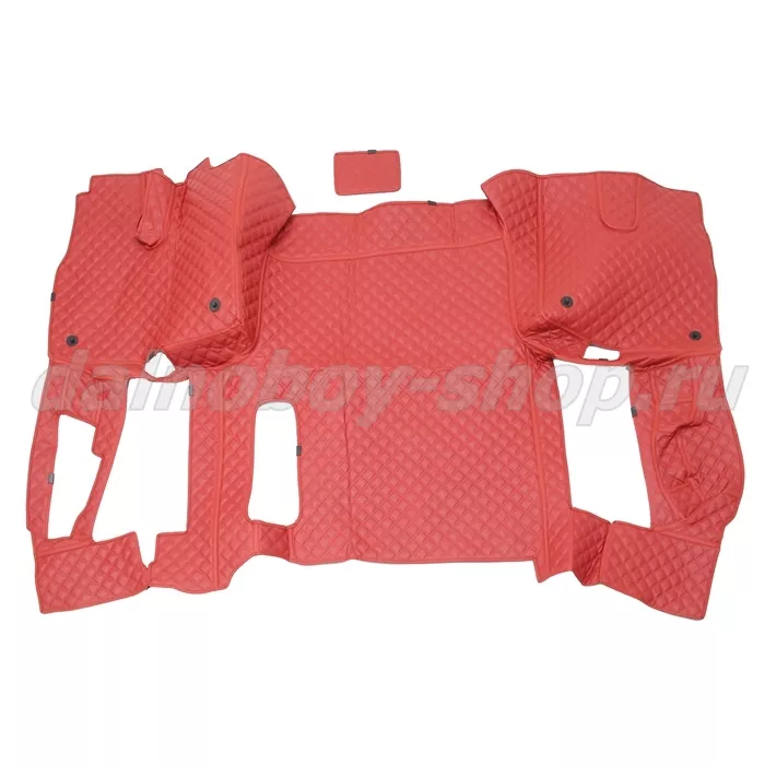 Коврик кож.зам. 3D под ноги Man TGX (2016-2021) авт без ящ с хол 2х нитка красная кожа/нить красная