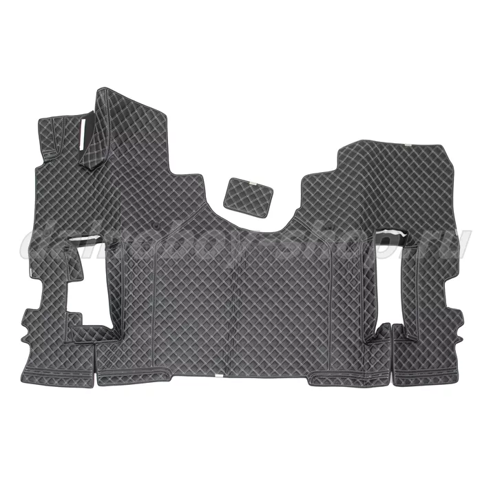 Коврик кож.зам. 3D под ноги KMZ К5 2х нитка черная кожа/нить белая