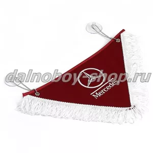 Вымпел треугольный MERCEDES с бахромой и рисунком красный