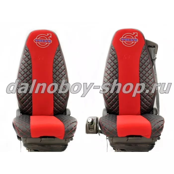 Чехол - сиденье иск.кожа+велюр PREMIUM VOLVO FH/FM 13 от 2013- черно-красный