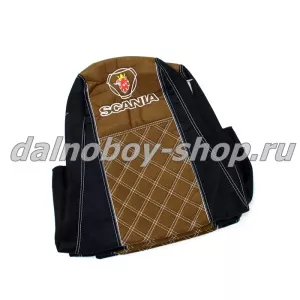 Чехол - сиденье аликанте SCANIA (2004-2014) 5 серия (2 ремня)(2 выс.сид.) черно-коричневый