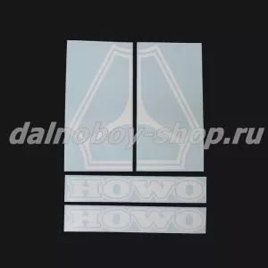 Наклейка на боковые окна 45*33 "HOWO" ( комплект 2шт.) цвет белый