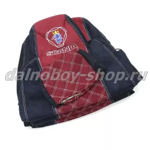 Чехол - сиденье аликанте SCANIA 6серия 2017 (1 выс.1низ.)(с с переговорным устр.) черно-красный