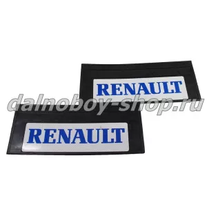 Брызговики задние резина (светоотражающие) 660*270 RENAULT (белый+синяя надпись)