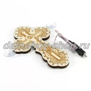 Табличка светящаяся КРЕСТ деревянный  диодный  12v