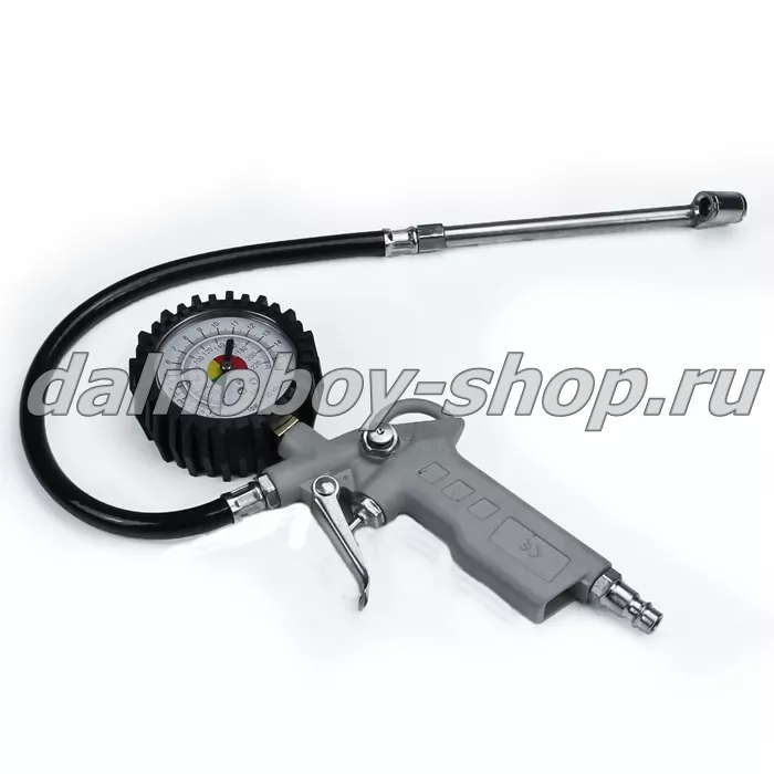 Манометр с пистолетом для подкачки шин, с удлинителем / 0-16 бар / Евро / 